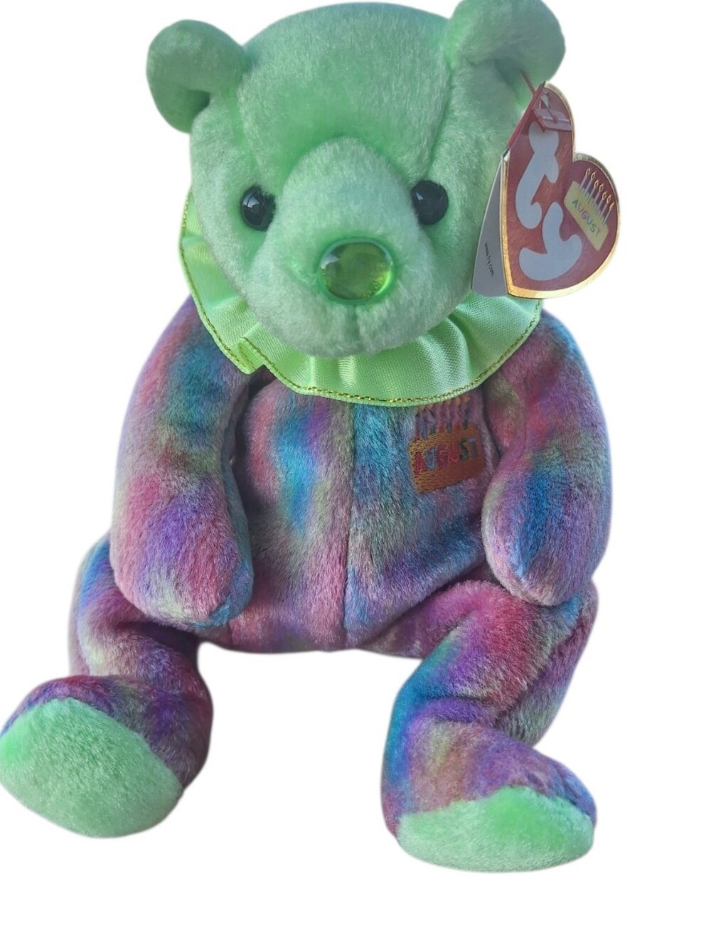 Ty Multicolor Bear with Green Accents